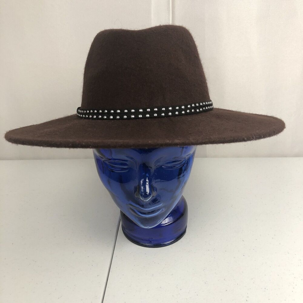 Target Womens Hat Fedora Brown BRIM BAND 100% WOOL Ranch TREND O/S
